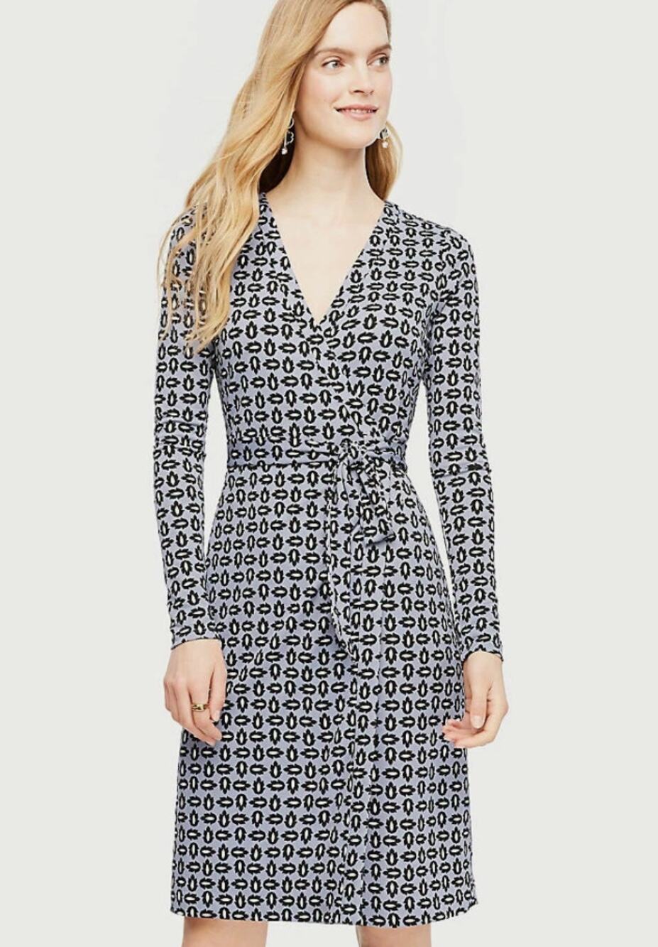 Ann Taylor Hazy Blue Tossed Leaf Wrap Dress 10